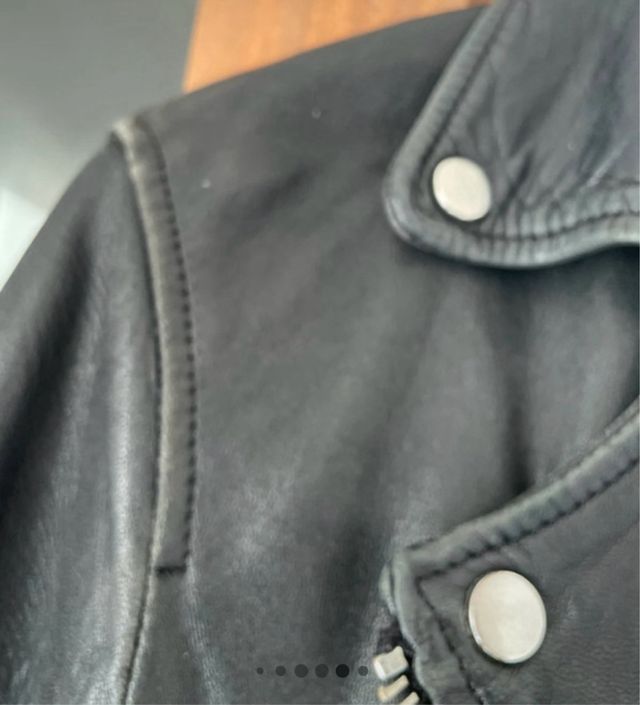 Chaqueta Biker Oversize ZARA Negra Talla M piel ov