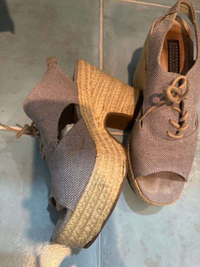 Sandalias Deena & Lily Plataforma Tela Azul