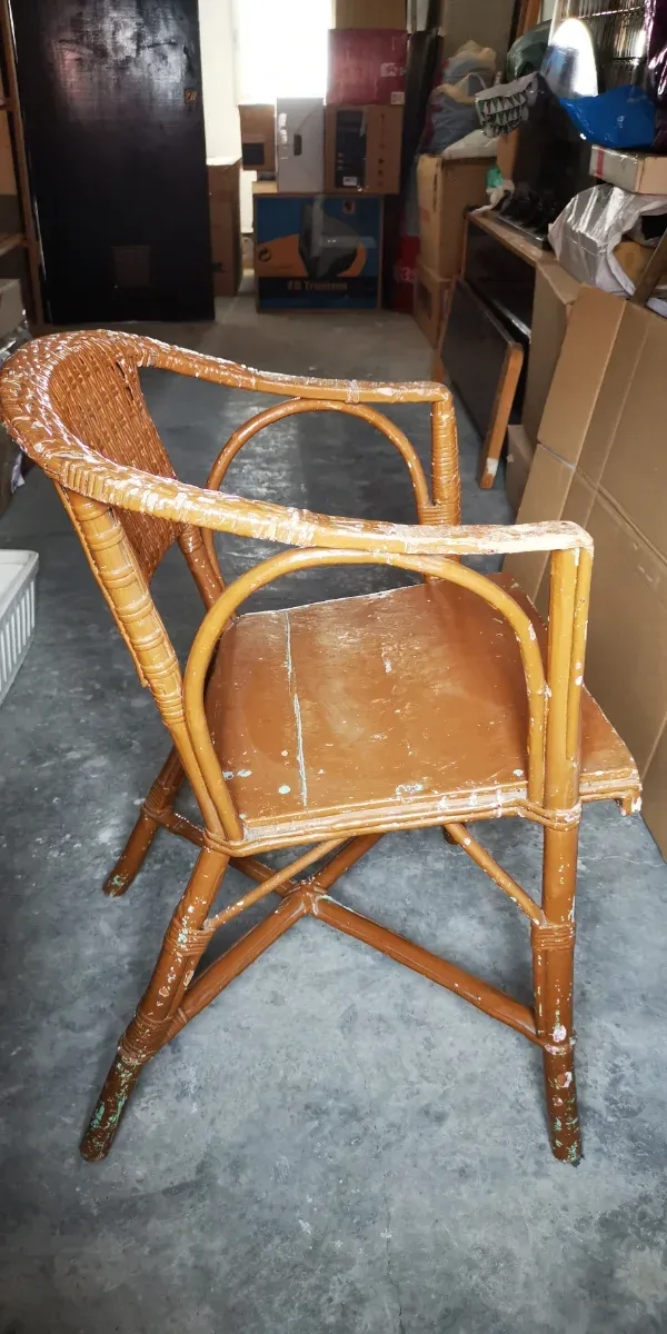 Sillón de caña de bambú rústico