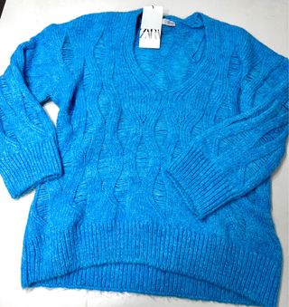 Jersey Zara Azul Desgastado