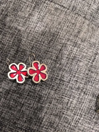Conjunto Anillo y Pendientes Flor Roja