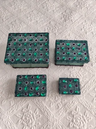 Set 4 Cajas Decoradas Abalorios de mayor a menor