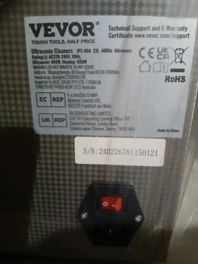 Limpiador Ultrasónico VEVOR 22L