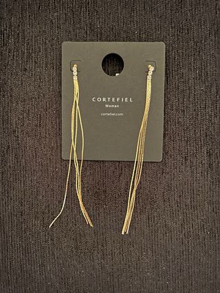 Pendientes largos dorados Cortefiel