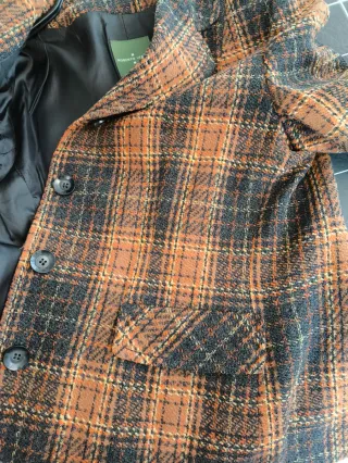 Chaqueta Verino cuadros naranja, marron y negro