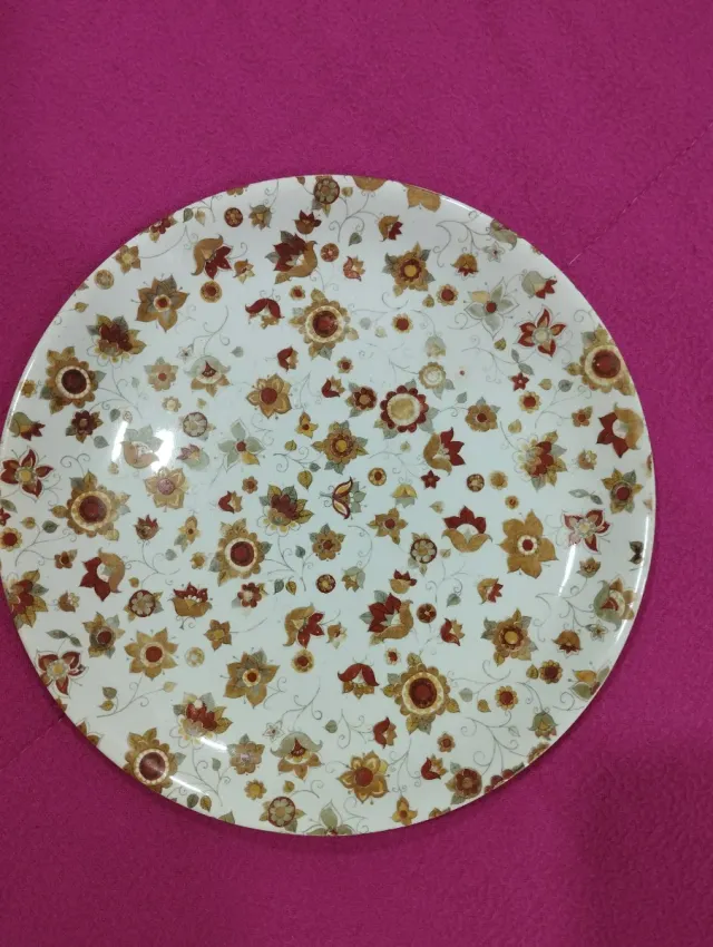 Prato antigo floral castanho 24cm