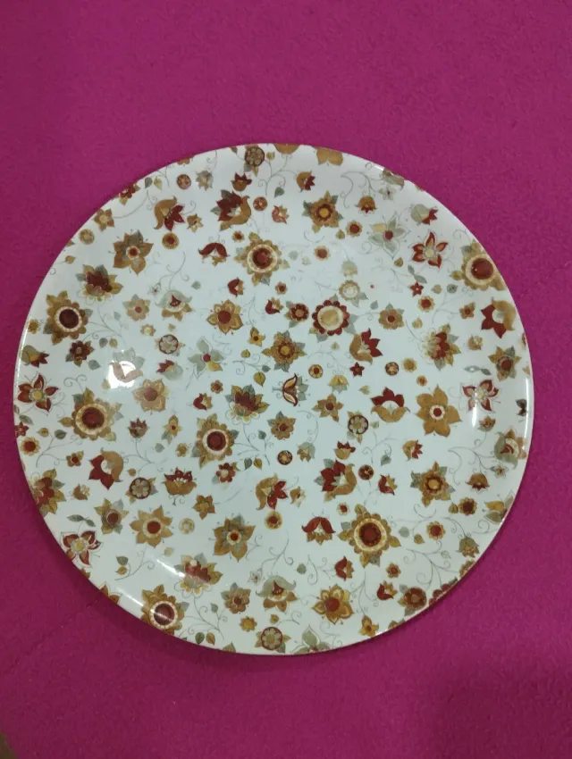 Prato antigo floral castanho 24cm