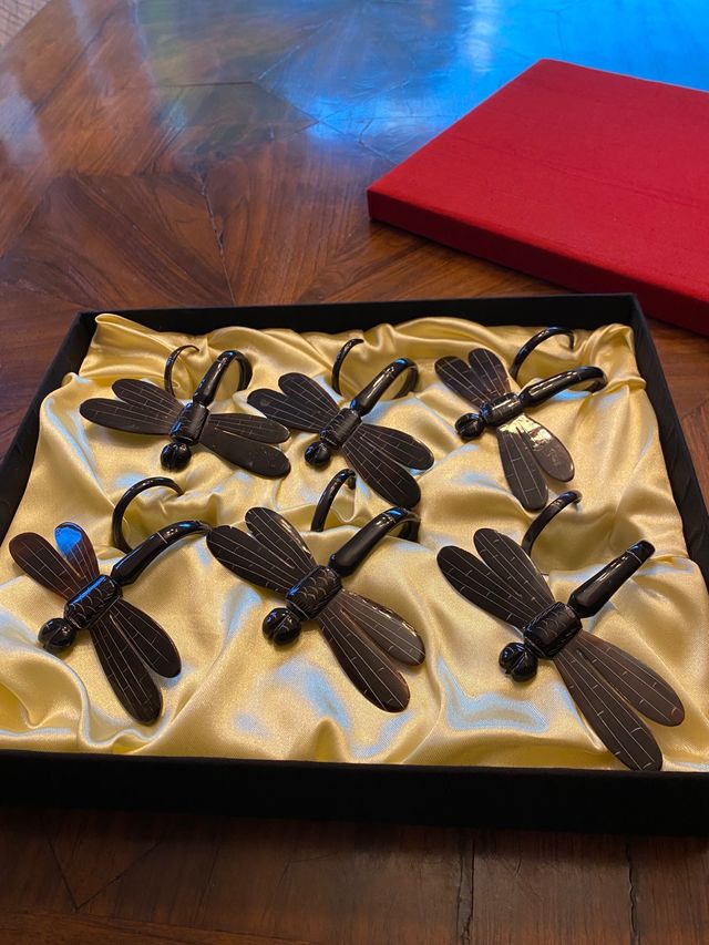 Servilleteros de carey antiguos estilo libélula