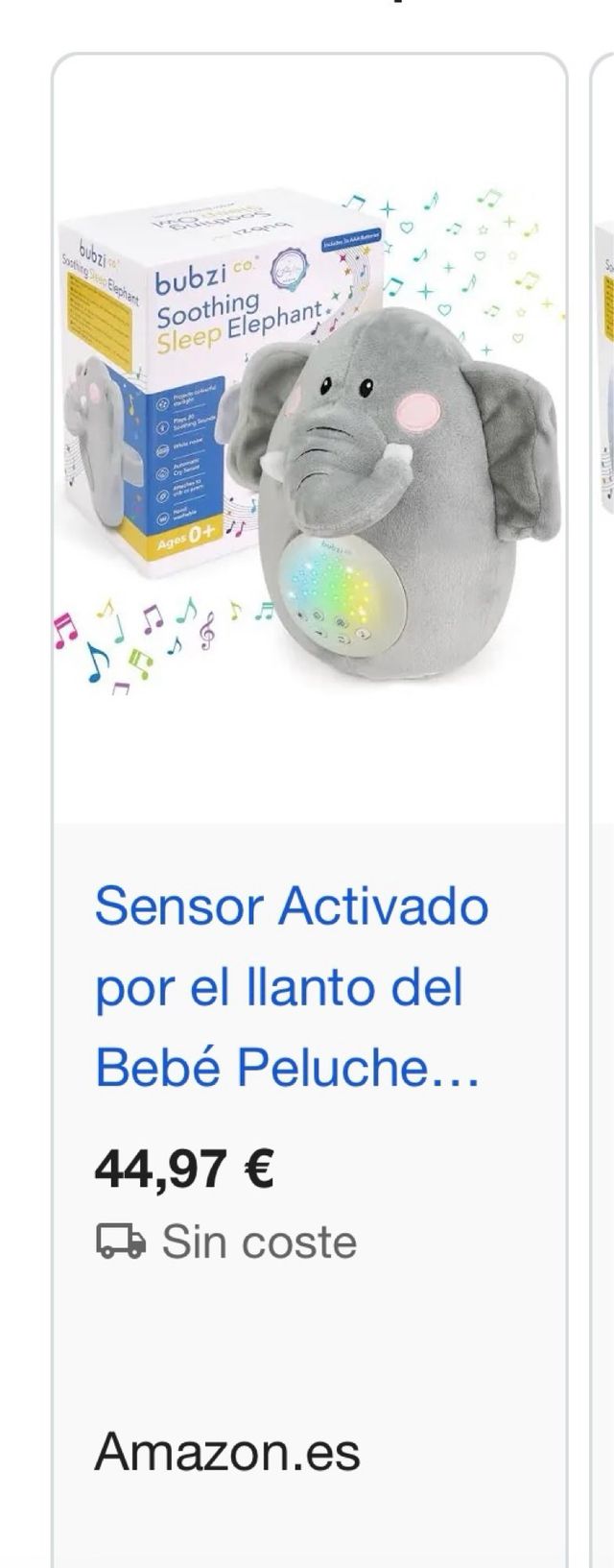 Elefante Sonoro Bubzi. Sonido blanco bebés