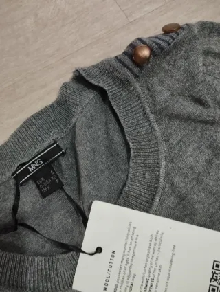 Vestido punto Mango Talla S Gris