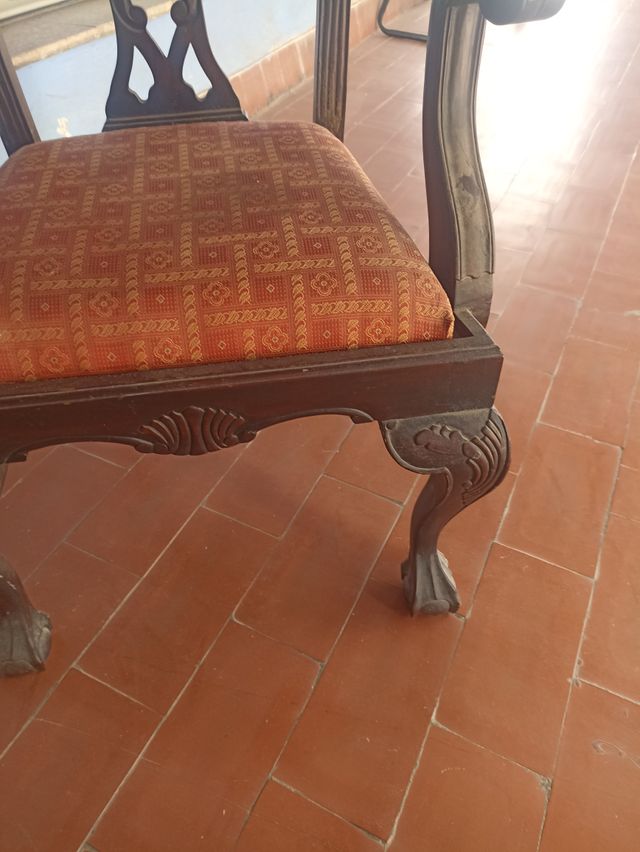 Sillas Chippendale madera y tela