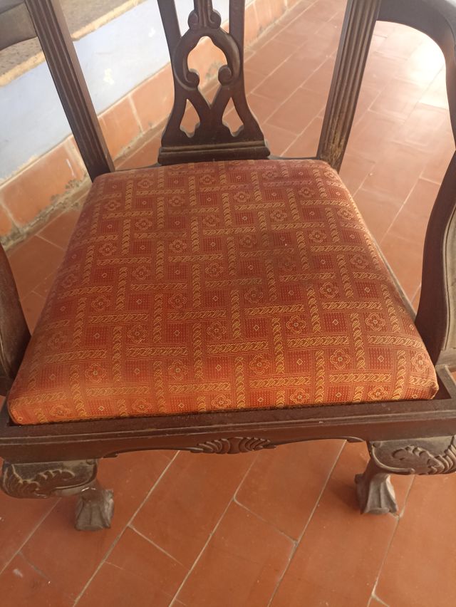 Sillas Chippendale madera y tela