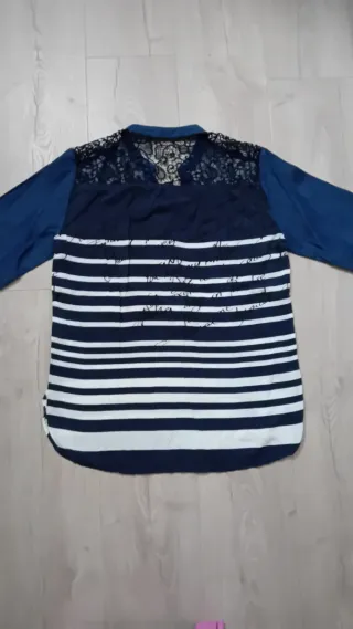 Camisa Desigual Talla M Flores Rayas Encaje