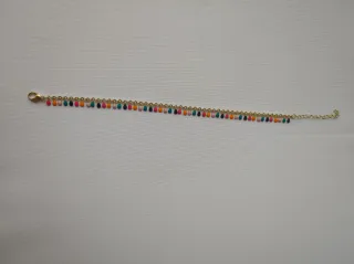 Tobilleras doradas con abalorios de colores