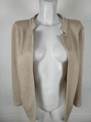 Blazer donna manica lunga beige/argento