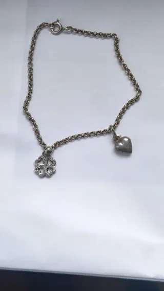 Bracciale catena cuore quadrifoglio argento