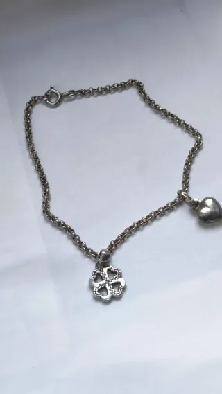 Bracciale catena cuore quadrifoglio argento