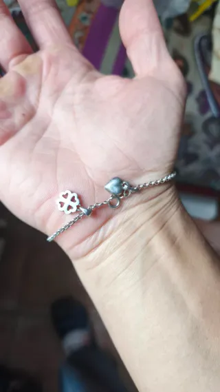 Bracciale catena cuore quadrifoglio argento