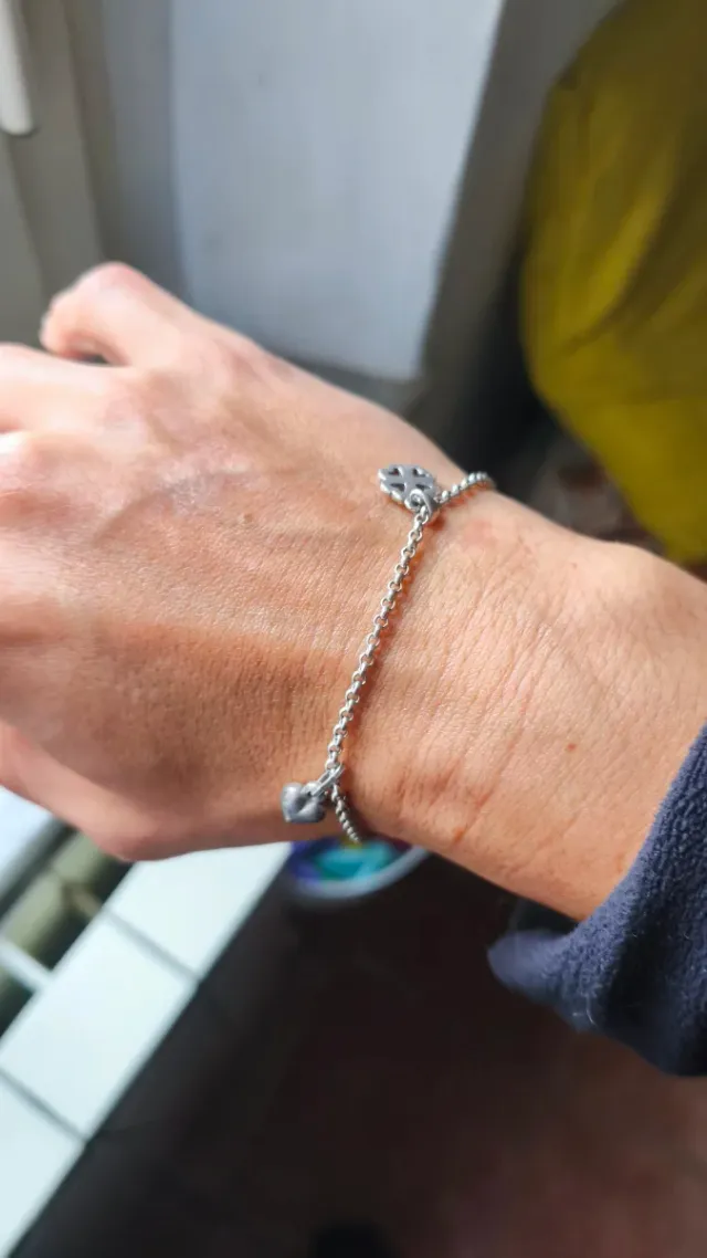 Bracciale catena cuore quadrifoglio argento