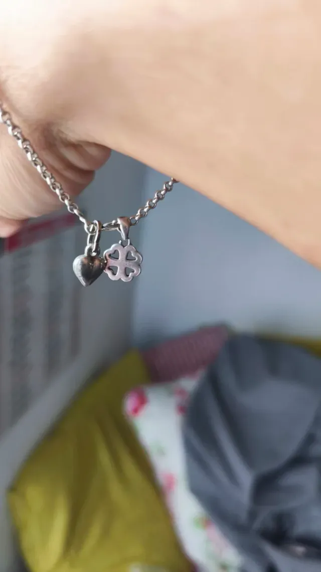 Bracciale catena cuore quadrifoglio argento