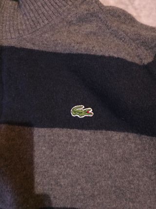 Jersey Lacoste Cremallera Rayas Talla L Ref-7500