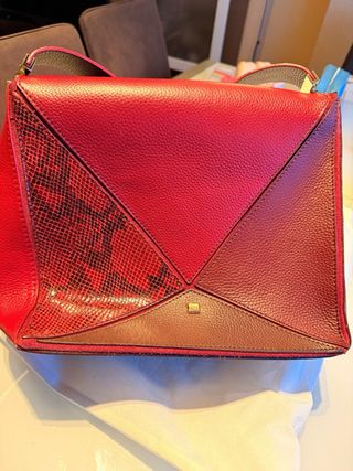 Bolso Purificación García Piel Roja y Marrón