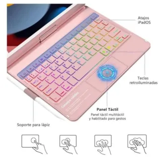 Teclado Rosa iPad 9ª Gen con Lápiz