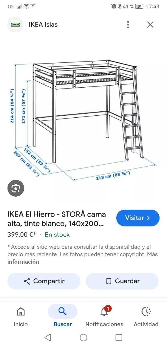 Cama alta madera IKEA