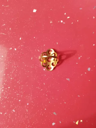 Anillo Acero Dorado Flor