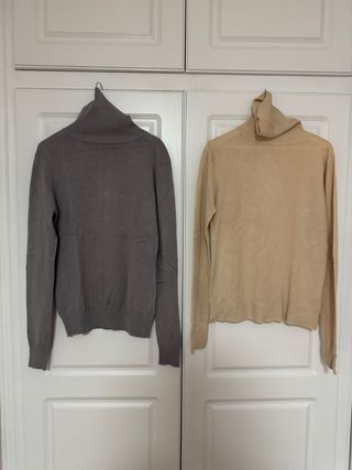 Jersey Cuello Vuelto Vintage Beige y Gris