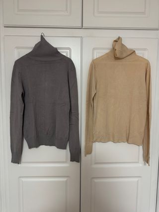 Jersey Cuello Vuelto Vintage Beige y Gris