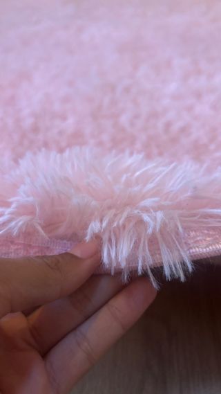 Tappeto circolare rosa pastello in pelo lungo 160cm