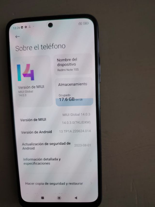 Xiaomi Redmi Note 10S Negro