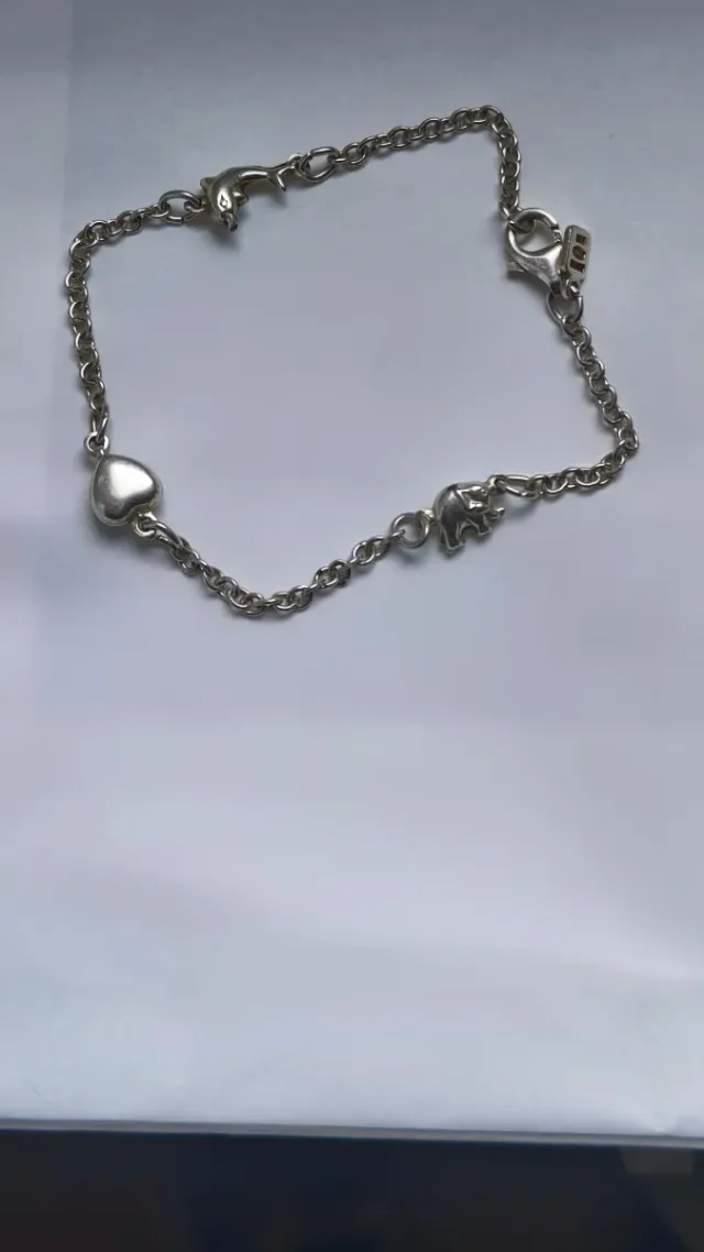 Bracciale Argento 925 Cuore Elefante Delfino