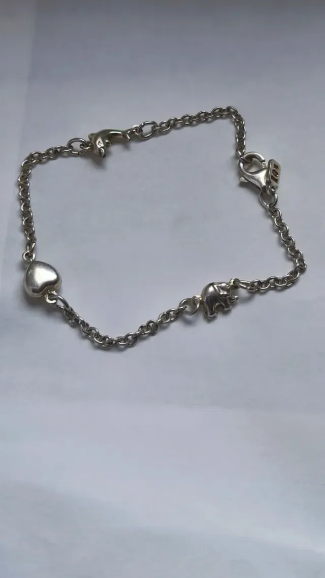 Bracciale Argento 925 Cuore Elefante Delfino