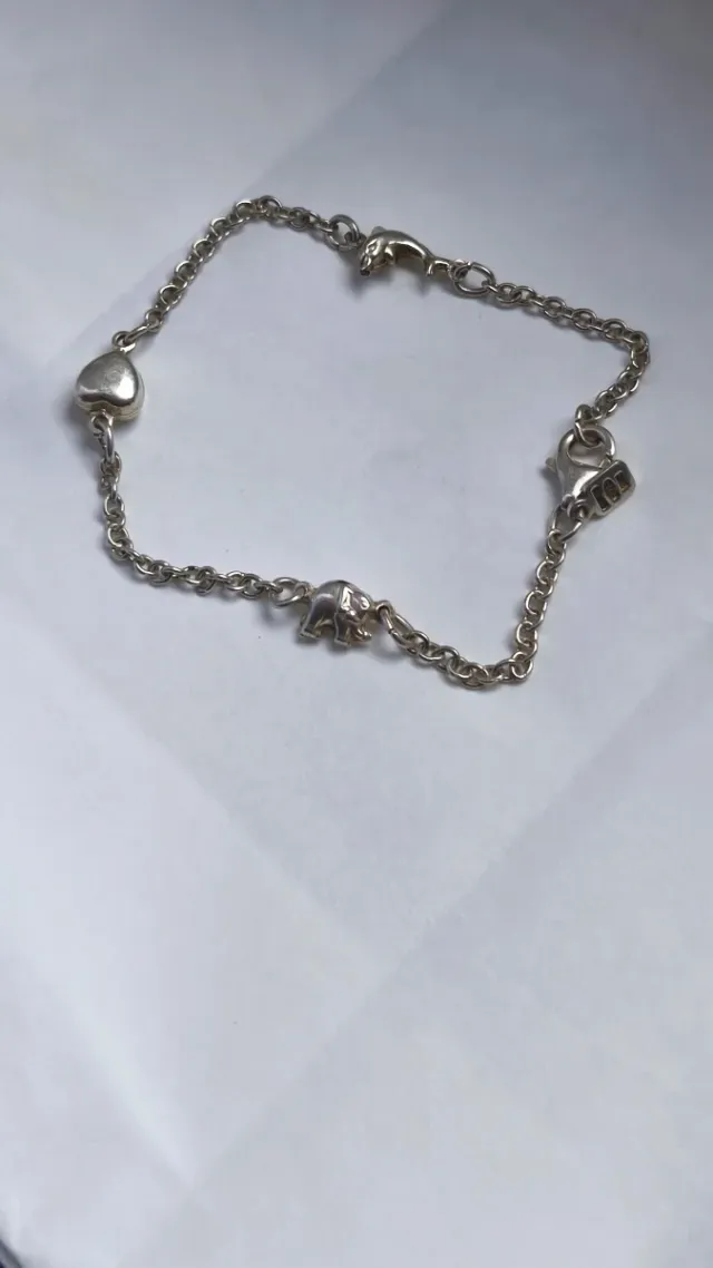 Bracciale Argento 925 Cuore Elefante Delfino