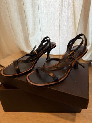Sandalias Massimo Dutti Tacón Piel Negra