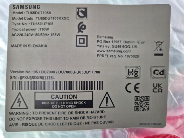 Lote 2 Placas Samsung TV Mainboard y Fuente TU65DU