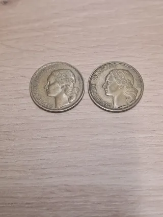 2 Monedas 20 Francos Franceses 1950-1951