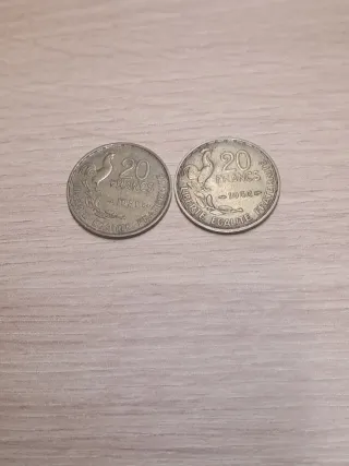 2 Monedas 20 Francos Franceses 1950-1951