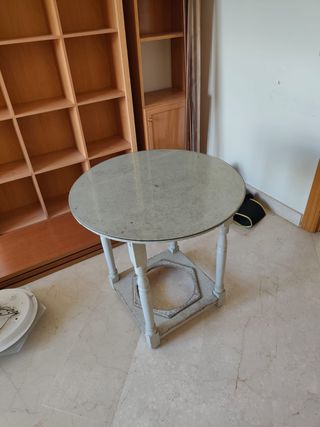 Tavolo consolle in legno con cristallo