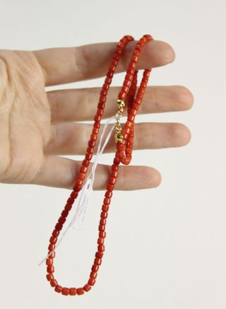 Collana Corallo Bambù Rosso e Oro 14k