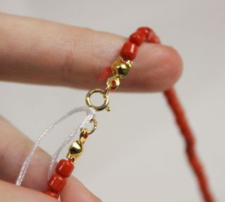 Collana Corallo Bambù Rosso e Oro 14k