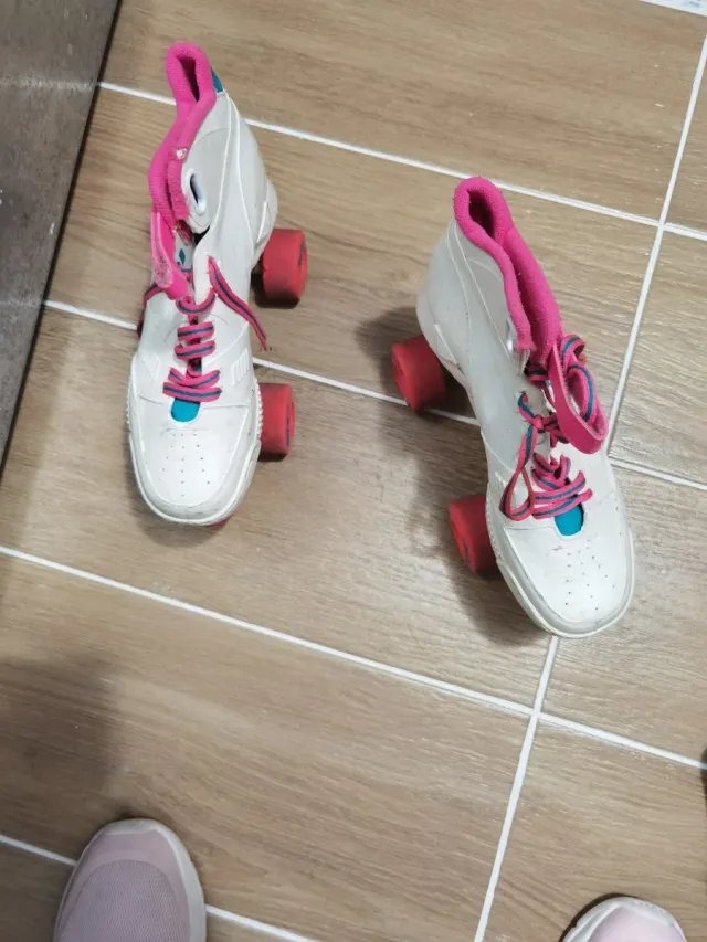 Patines blancos y rosas número 40