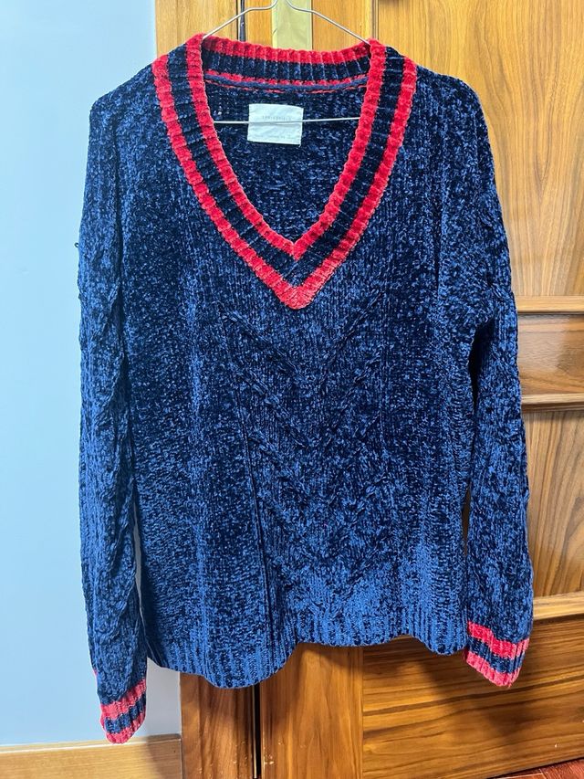 Jersey Springfield cuello pico rayas azul/rojo, XL