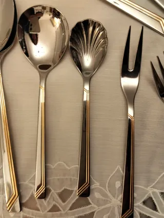 Cubertería para 12 Acero Inox 18/10 Dorado