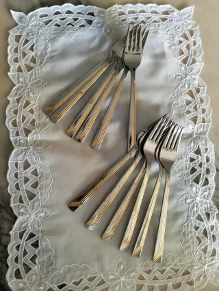 Cubertería para 12 Acero Inox 18/10 Dorado