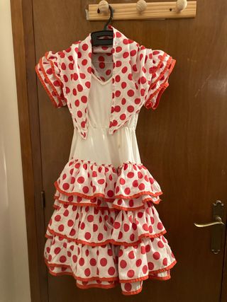 Vestido Flamenca Niña Lunares Rojo y Blanco