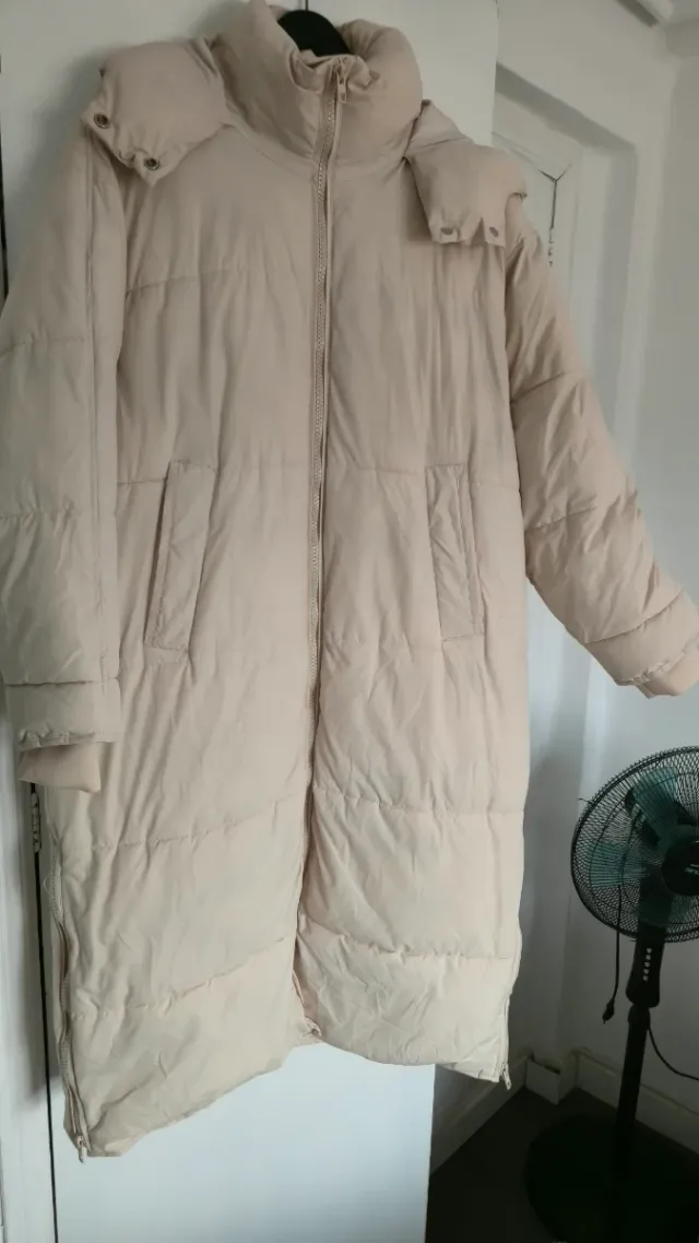 Abrigo Puffer Largo Zara Beige Talla XL