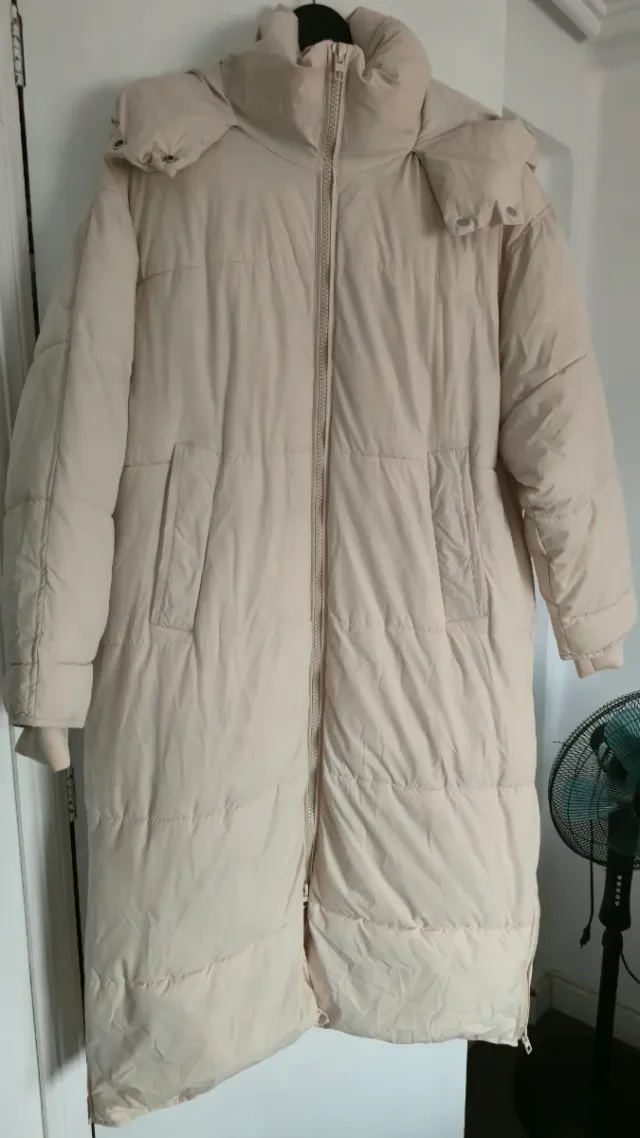Abrigo Puffer Largo Zara Beige Talla XL